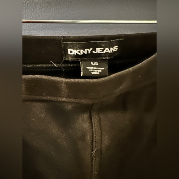 DKNY Jeans pull on pants size L/G black with vegan leather appliqués - Picture 6 of 6